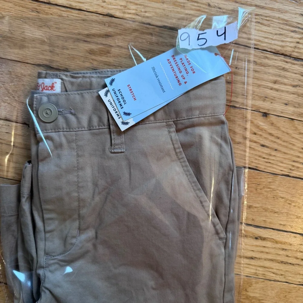 Cat & Jack Boys Khaki School Uniform Shorts Stretch Adjustable Waist Tan Size 10